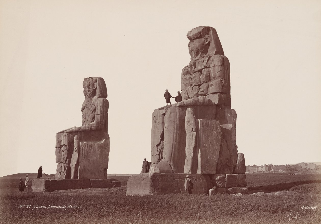 Theben, Colosses de Memnon (Theben, Memnons kolosser),1870