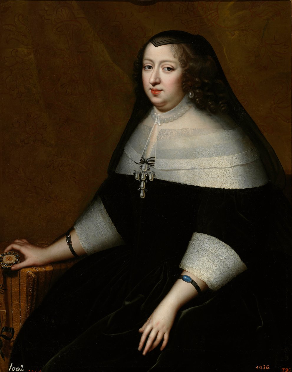 Portræt af Anne af Østrig (Østrig) (1601-1666) - af Henri Beaubrun (1603-1677), ca 1659 - Olie på lærred af Henri Beaubrun