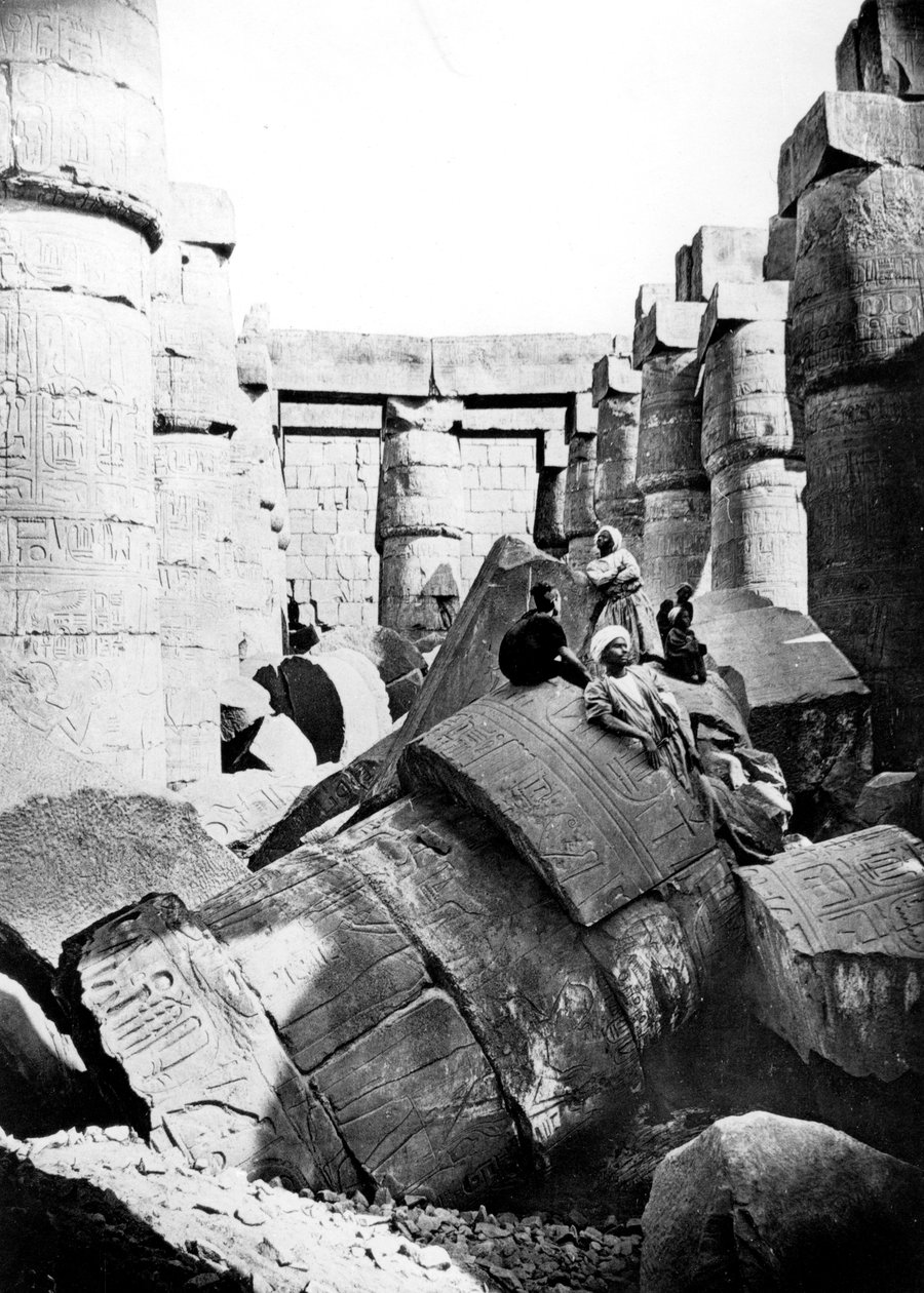 Tempelinteriør, Karnak, Nubia, Egypten, 1887 af Georges Henri Bechard