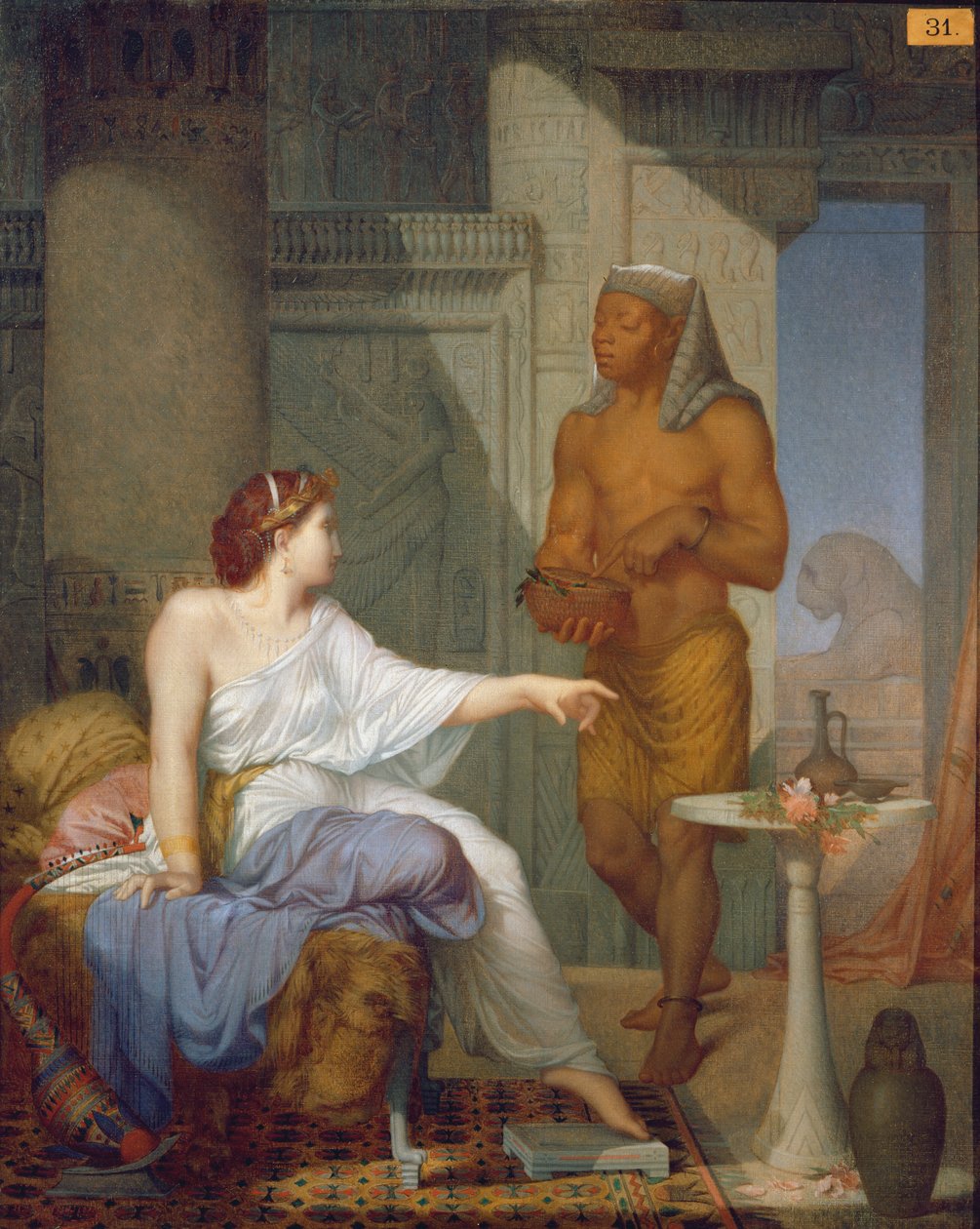 Cleopatra og hendes slave (olie på lærred) af Henri Blaise Francois Dejussieu