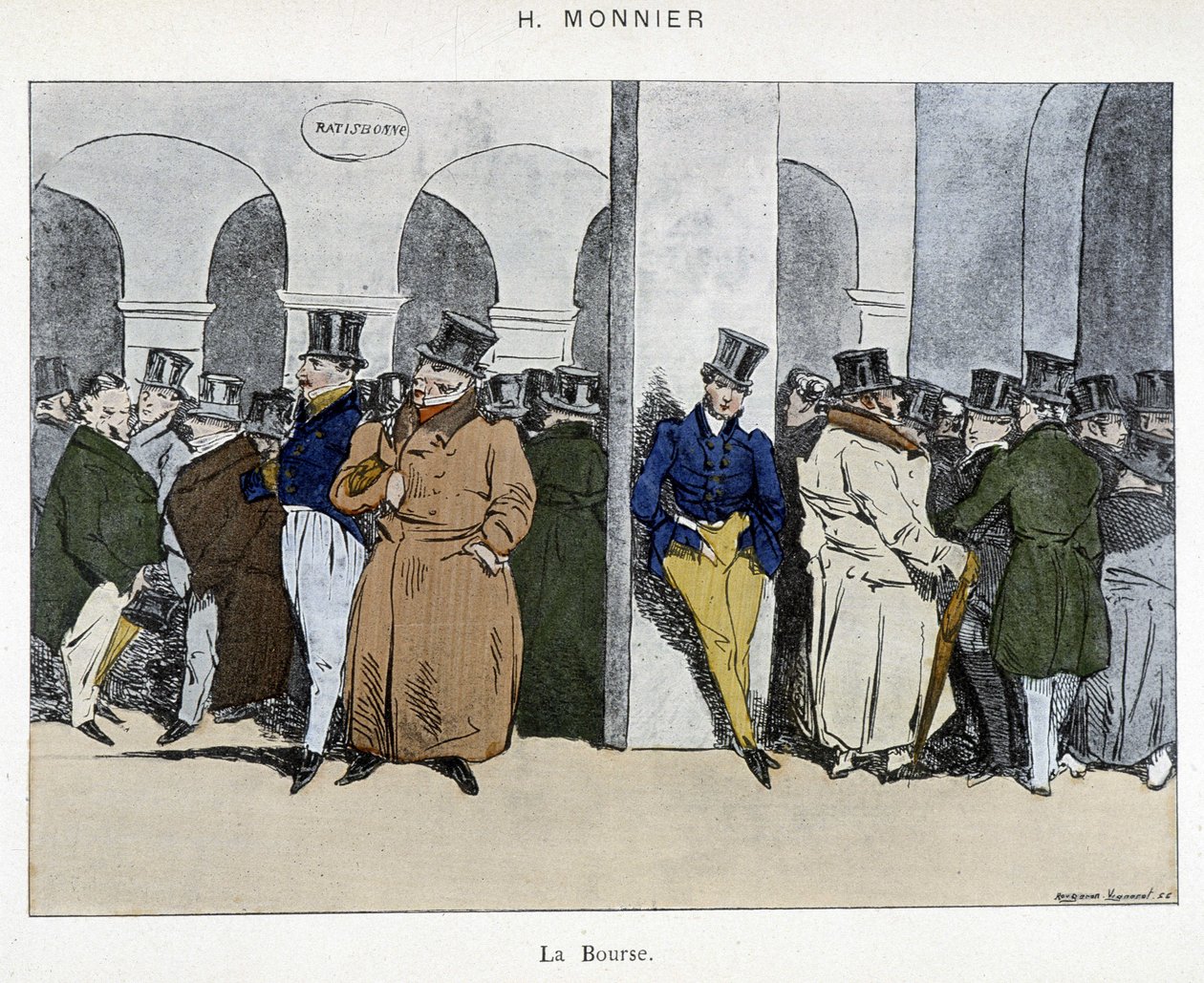Forretningsmænd fra børsen i Paris - tegning af Henri Monnier, begyndelsen af det 19. århundrede af Henri Bonaventure Monnier