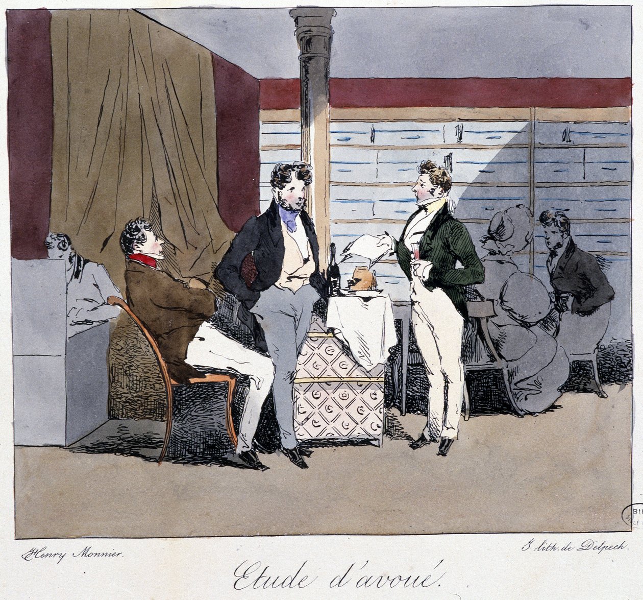 Advokatstudie - i “” Tidligere og i dag”” af Henri Monnier, red. Delpech, Paris af Henri Bonaventure Monnier