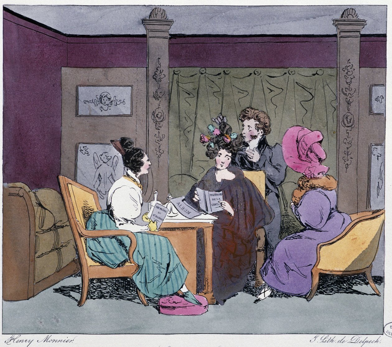 Toilettet (frisør derhjemme) i 1800-tallet - i “” Forhen og i dag”” af Henri Monnier, red. Delpech, Paris af Henri Bonaventure Monnier