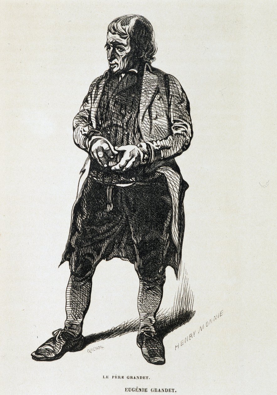 Fader Grandet - i ""Eugénie Grandet"" af Balzac, ill. Henri Monnier, original udgave af 1843 af Henri Bonaventure Monnier