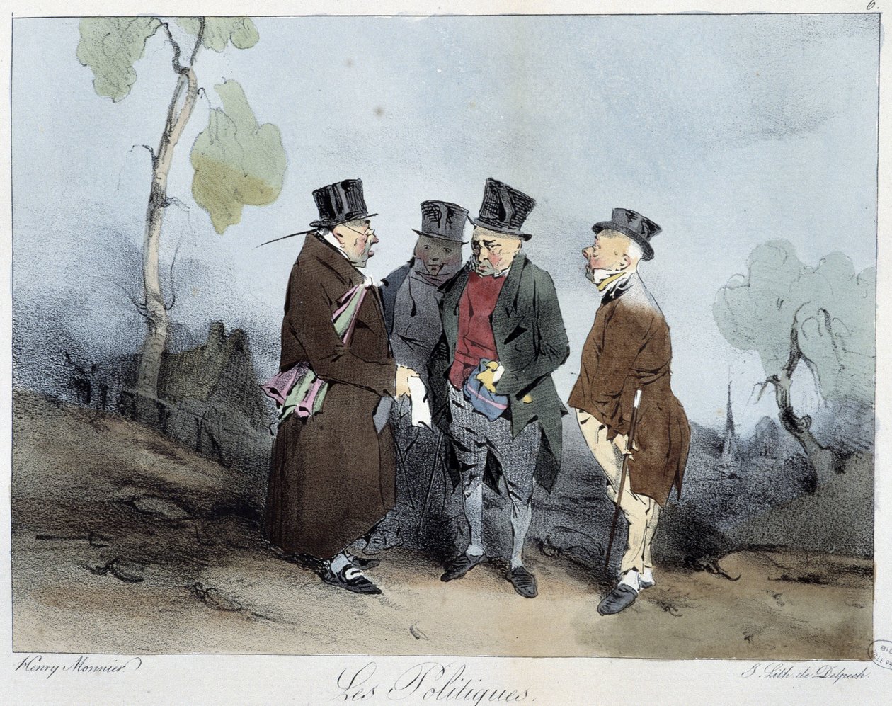 Politik - i "" Sketches of Paris" af Henri Monnier, red. Delpech, Paris af Henri Bonaventure Monnier