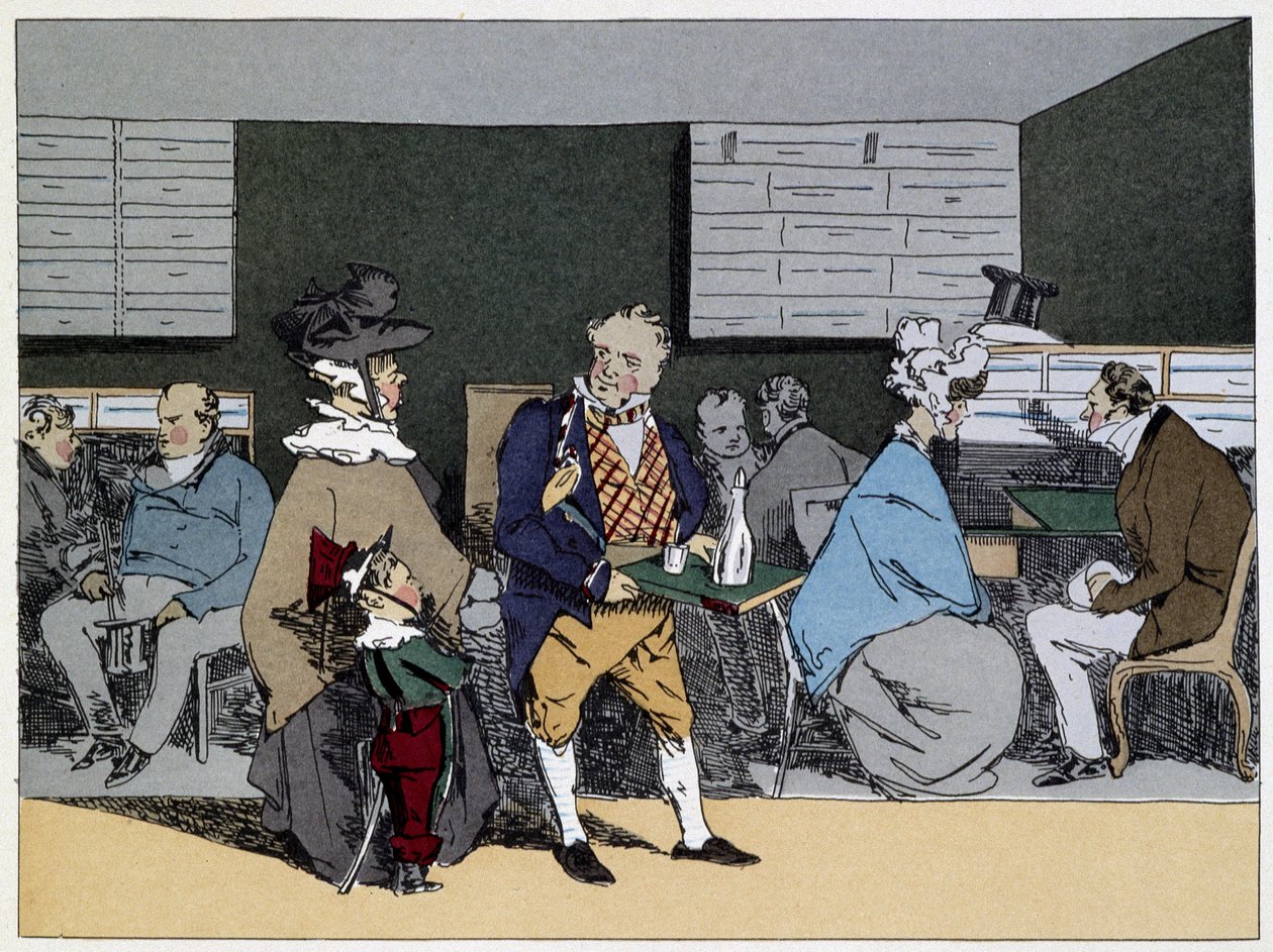 En time: besøg, frokostsmagning, middagsinvitationer - i "" Administrative mores"" af Henri Monnier af Henri Bonaventure Monnier