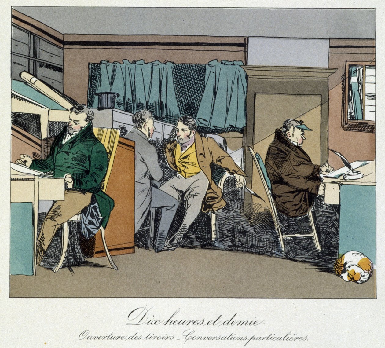 Ti og en halv time: åbning af skuffer og private samtaler - i "" Administrative mores"" af Henri Monnier af Henri Bonaventure Monnier