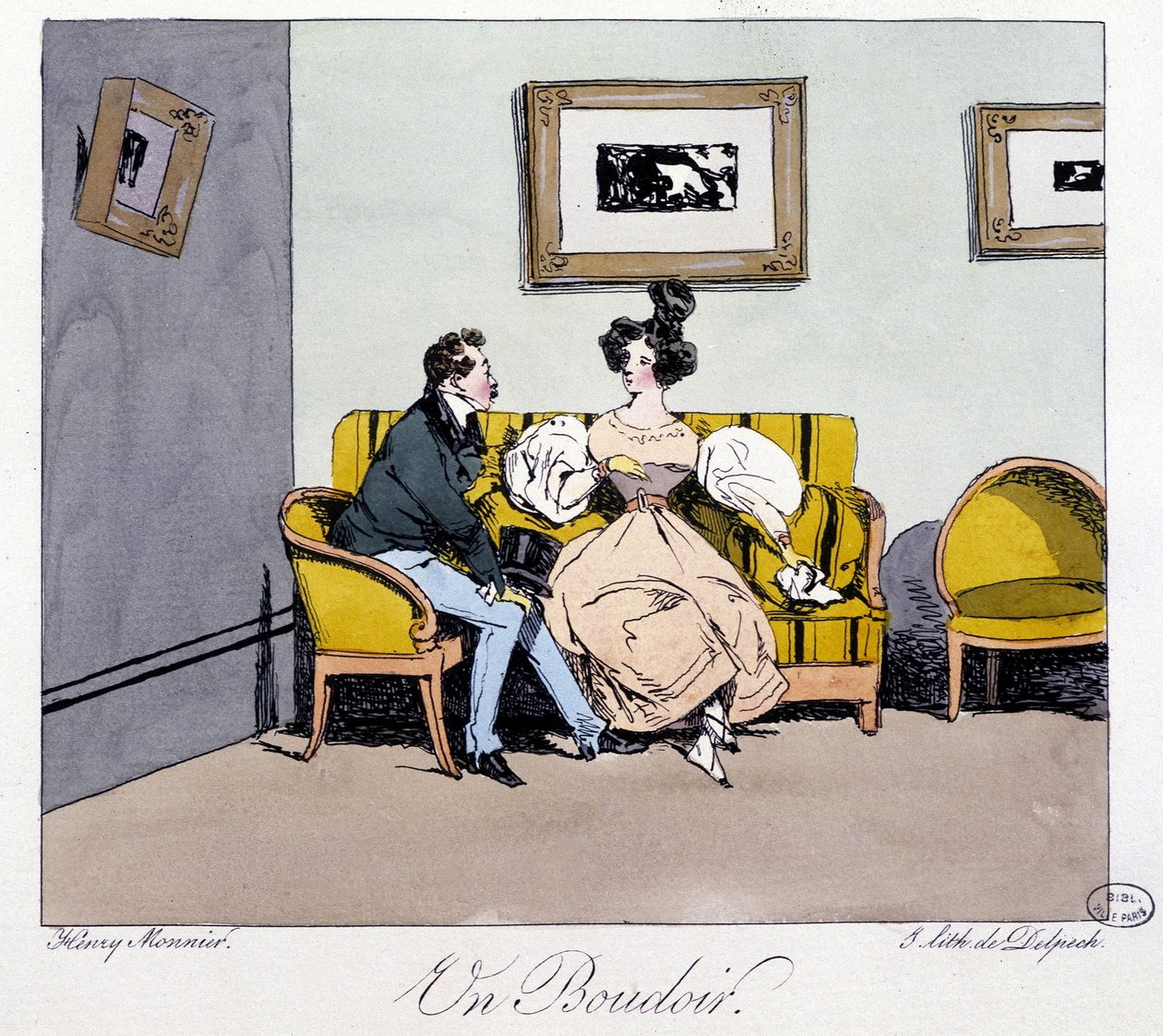 Et boudoir - i "" Tidligere og i dag" af Henri Monnier, red. Delpech, Paris af Henri Bonaventure Monnier