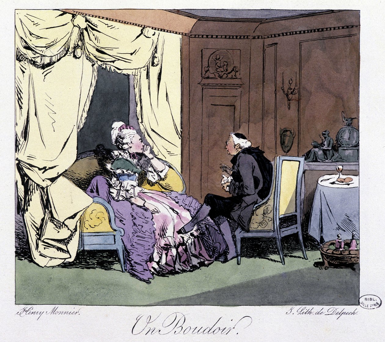 Et boudoir i 1700-tallet - i “” Forhen og i dag” af Henri Monnier, red. Delpech, Paris af Henri Bonaventure Monnier