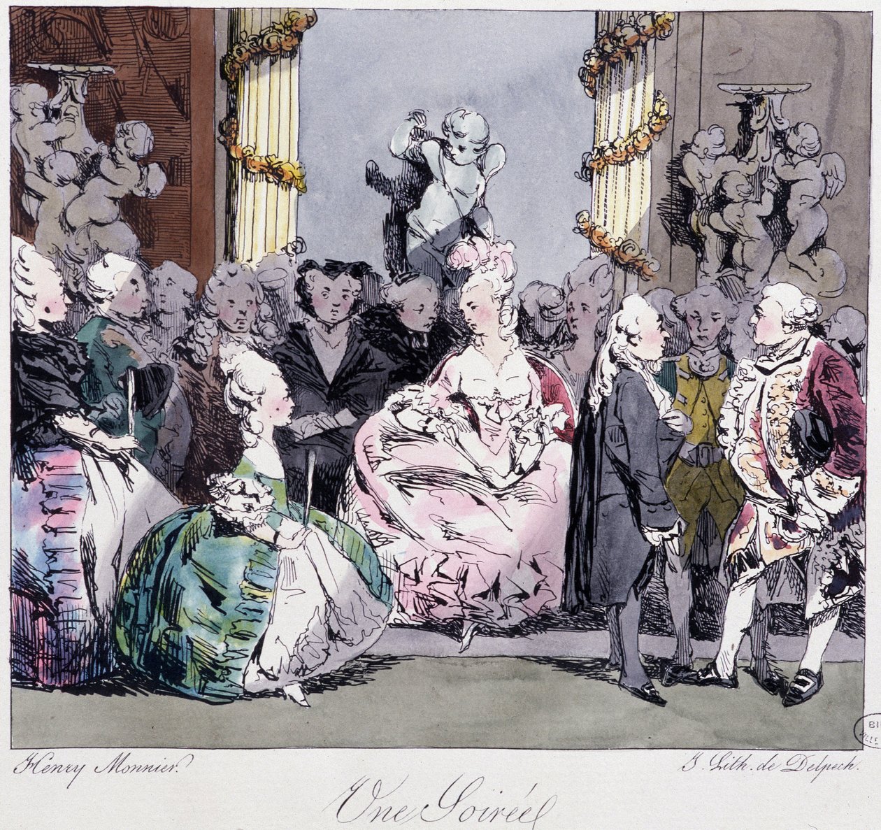 Une soiree (1700-tallet) - i "" Forhen og i dag" af Henri Monnier, red. Delpech af Henri Bonaventure Monnier