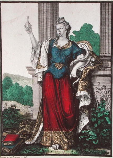 Allegory of Medicine (farvet indgravering) af Henri Bonnart