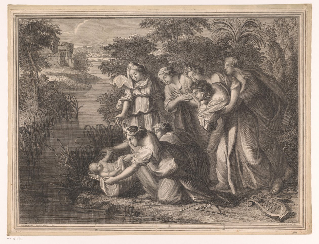 Moses bliver fundet af Faraos datter af Henri Bonnart