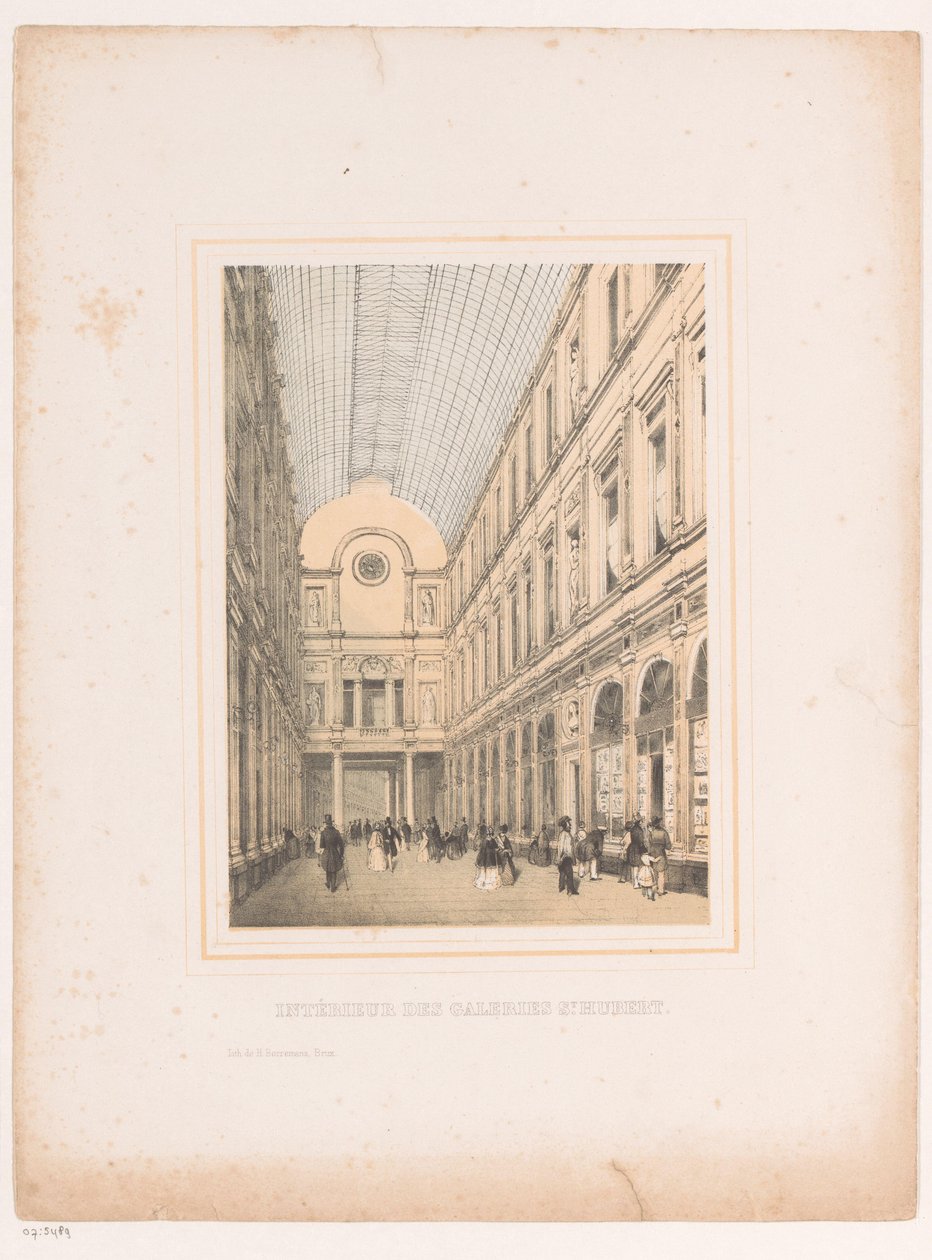Interiør af Royal Galleries Saint-Hubert i Bruxelles Intérieur des galeries St. Hubert (titel på objekt) af Henri Borremans (attributed to)