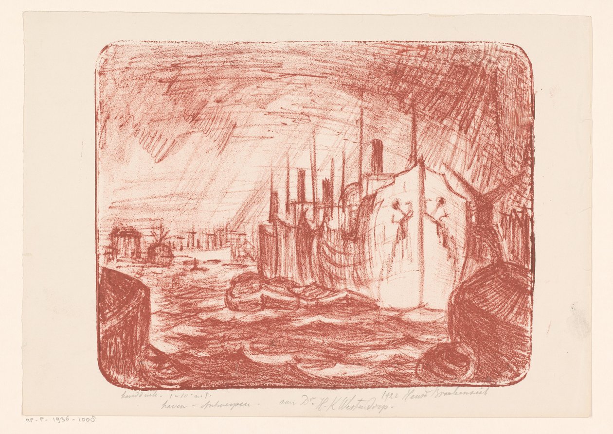 Antwerpen Havn (original titel på objektet) af Henri Braakensiek (signed by artist)