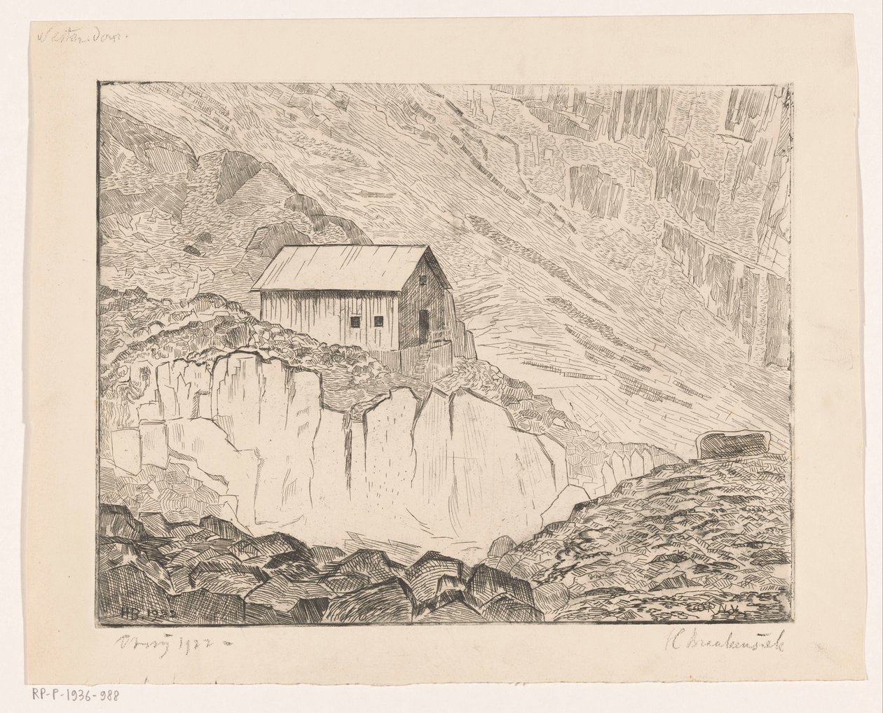 Hus på et bjerg af Henri Braakensiek (signed by artist)