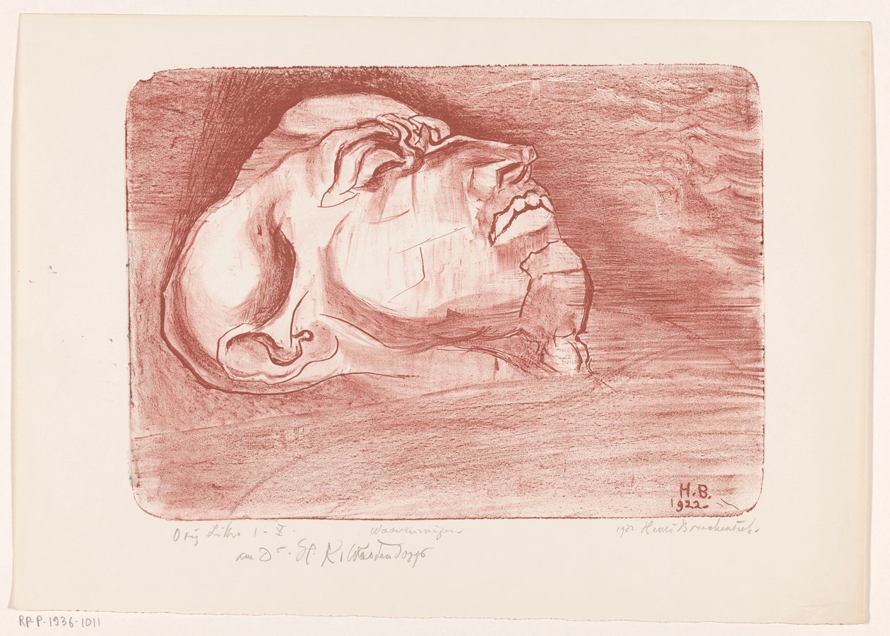 Liggende figur med lukkede øjne Madmen (original serietitel på objekt) af Henri Braakensiek (signed by artist)