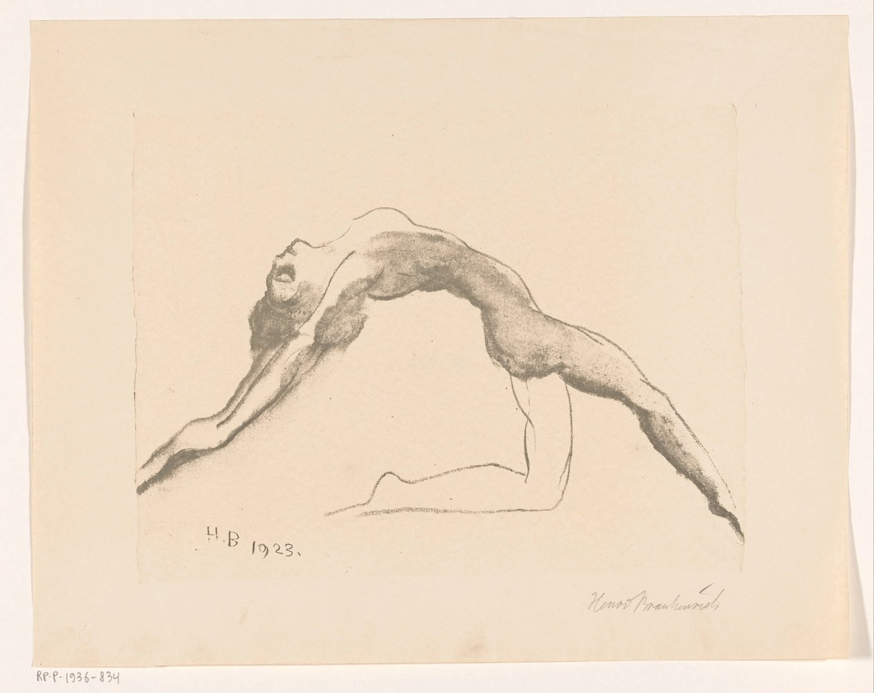 Nøgen kvinde hopper baglæns af Henri Braakensiek (signed by artist)