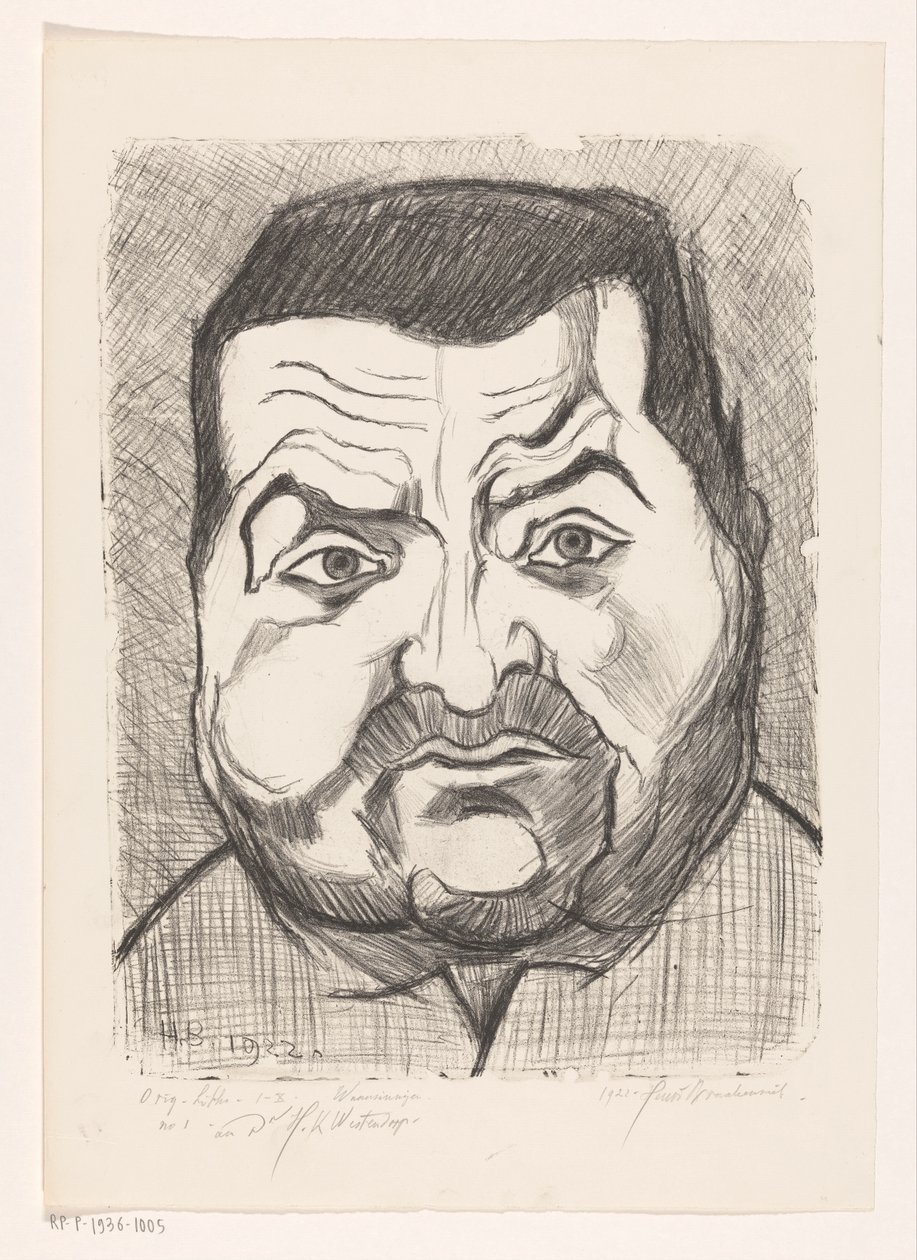 Portræt af en ukendt mand Madmen (original serietitel på objekt) af Henri Braakensiek (signed by artist)