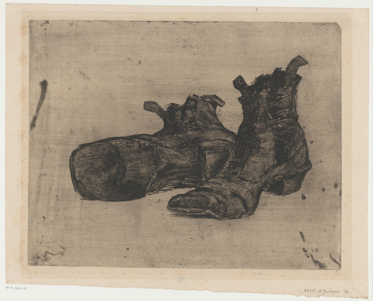 Et par støvler af Henri Charles Guérard (signed by artist)
