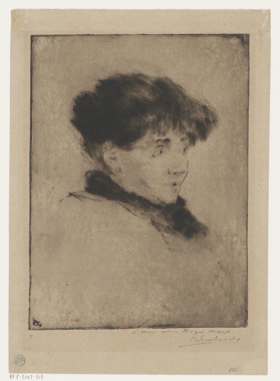 Portræt af Eva Gonzalès af Henri Charles Guérard (signed by artist)