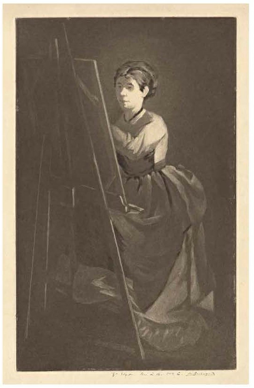 Ved staffeliet – Portræt af kunstneren Jeanne Gonzalès af Henri Charles Guérard