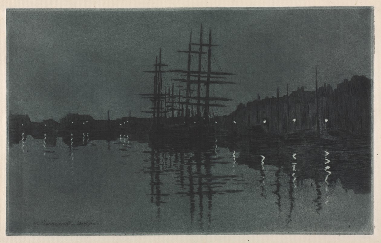Effekten af månen ved Dieppe, ca. 1885. af Henri Charles Guérard
