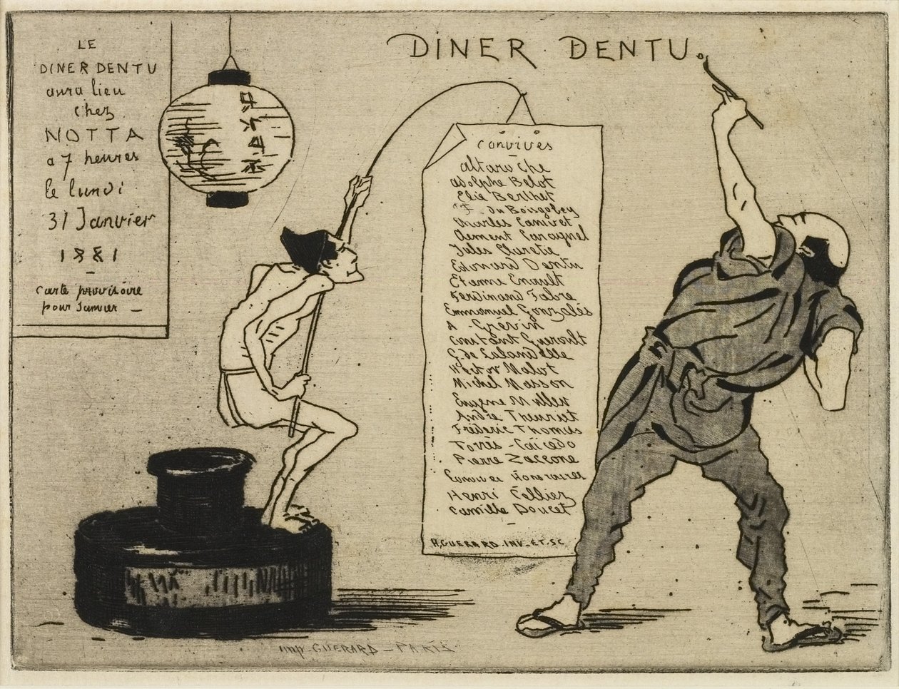 Japansk på et blækhus, 1881 (ætsning, tørnål) af Henri Charles Guérard