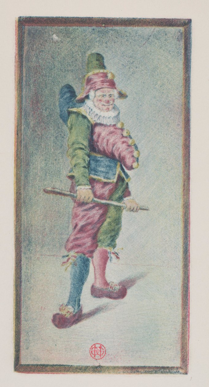 Punchinello, trekvart til højre, ca. 1887. af Henri Charles Guérard
