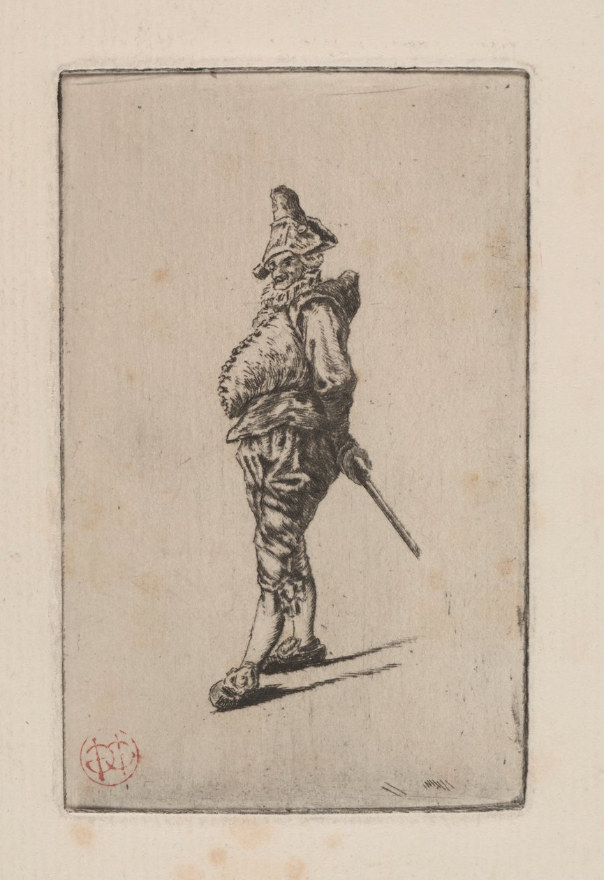 Punchinello, efter Meissonier, 1876. af Henri Charles Guérard