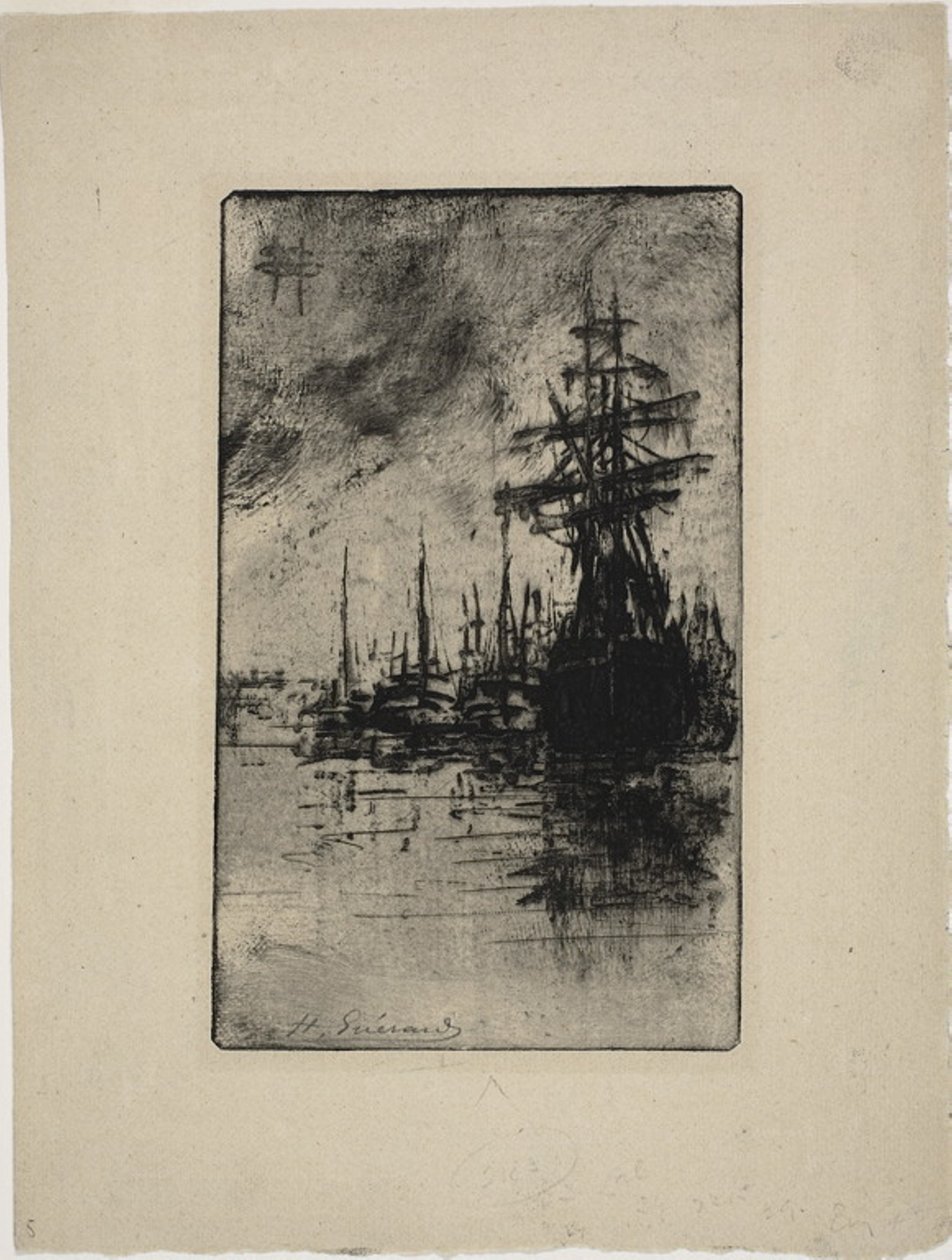 Sejlbåde på vandet af Henri Charles Guérard