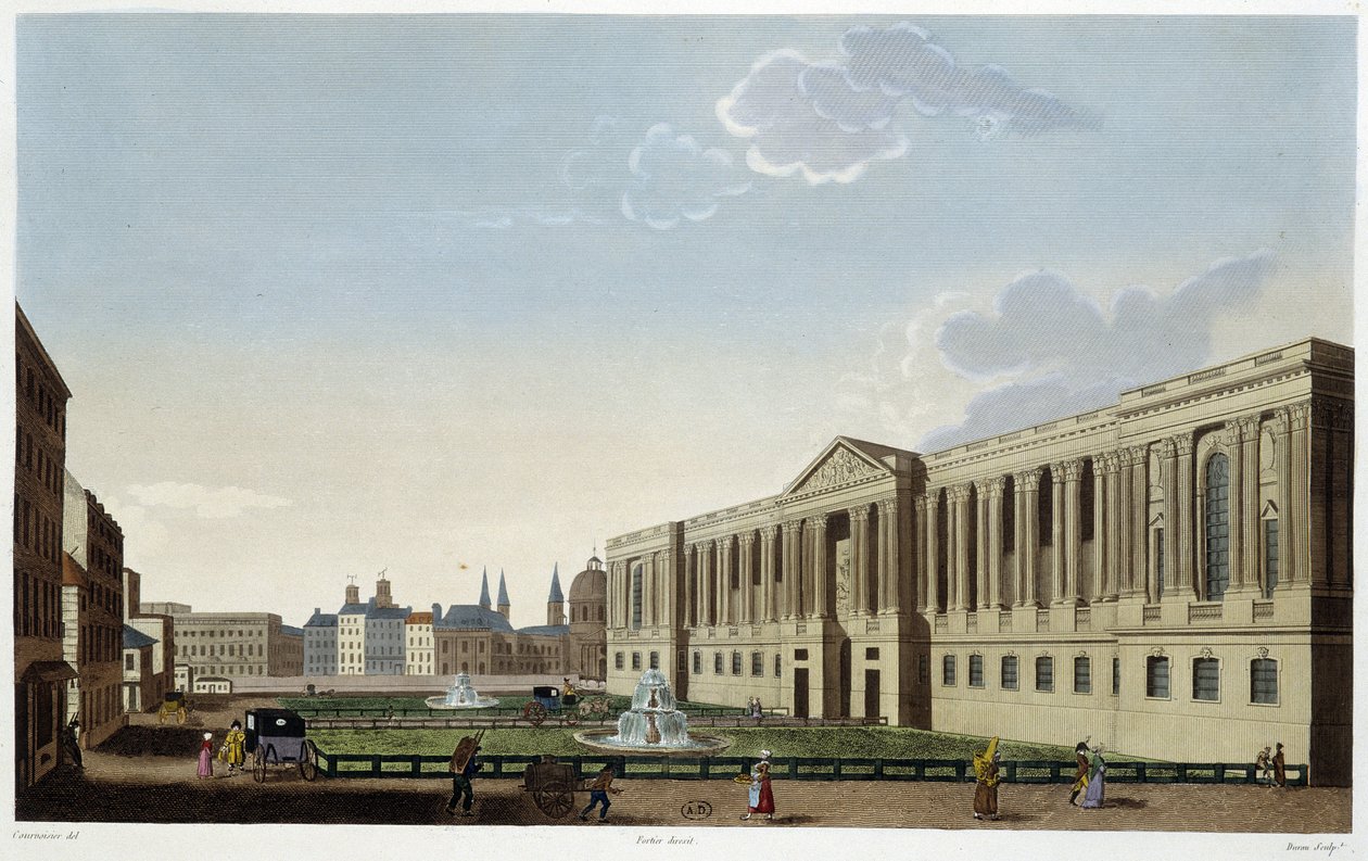 Colonnade of the Louvre, omkring 1820 - i ""Views of Paris"" af Courvoisier af Henri Courvoisier Voisin