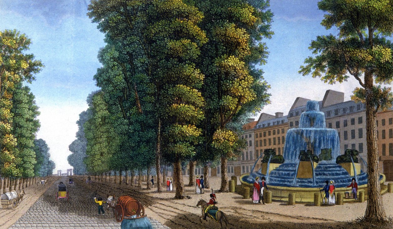 Fountain, Boulevard Saint-Martin, ca. 1810-1820 (gravering) af Henri Courvoisier Voisin