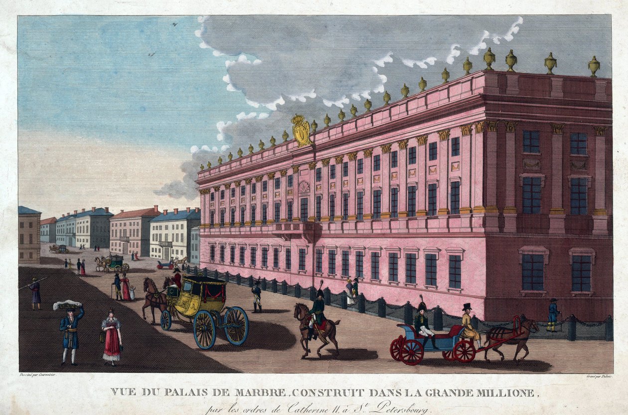 Marmorpaladset i Sankt Petersborg - Courvoisier-Voisin, Henri (1757-1830) - ca. 1811 - Radering, akvarel - 32,4x49,3 - Privat samling af Henri Courvoisier Voisin