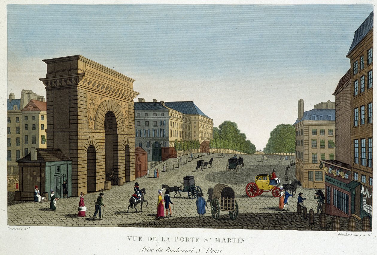 Udsigt over Porte St Martin - i "" Views of Paris"" af Courvoisier af Henri Courvoisier Voisin