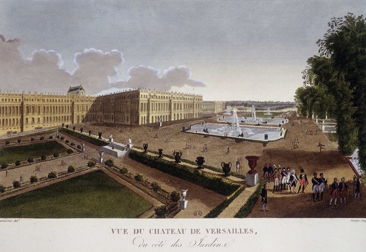 Chateau de Versailles på siden af haverne - i "" Views of Paris"" af Courvoisier af Henri Courvoisier Voisin