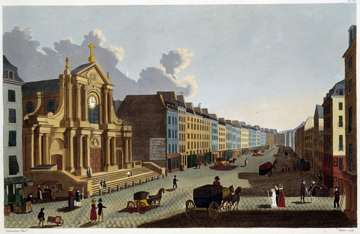 Saint-Roch Church, omkring 1820 - i ""Views of Paris"" af Courvoisier af Henri Courvoisier Voisin