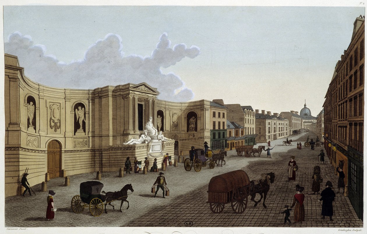 Fountain of the rue de Grenelle, ca. 1820 i ""Views of Paris"" af Courvoisier 1827 af Henri Courvoisier Voisin
