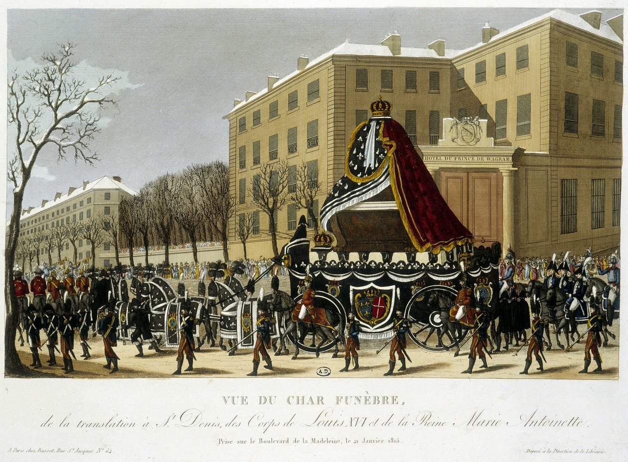 Begravelsesvogn for oversættelsen af Louis XVI og Marie Antoinette til Saint Denis den 21. januar af Henri Courvoisier Voisin
