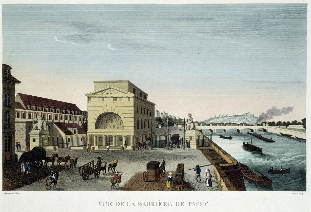 The Barrier of Passy, ​​​​circa 1820 i "" Views of Paris"" af Courvoisier af Henri Courvoisier Voisin