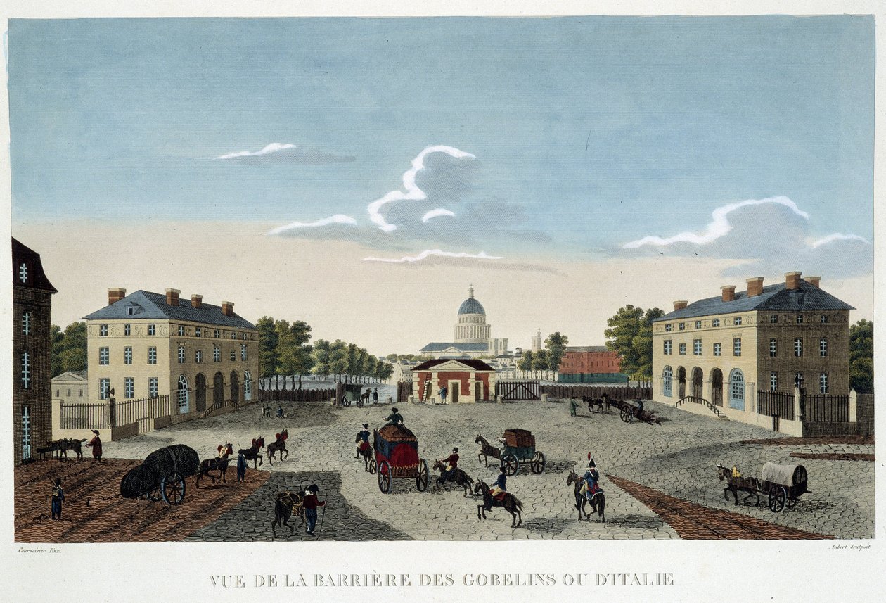 Gobelinerne eller den italienske barriere, omkring 1820 - i ""Views of Paris"" af Courvoisier af Henri Courvoisier Voisin