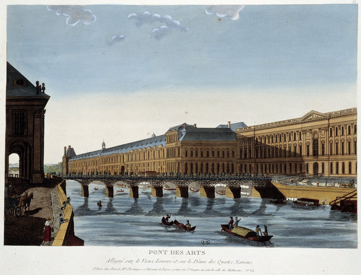 Pont des Arts og det gamle Louvre - i "Paris by Courvoisier"" af Henri Courvoisier Voisin