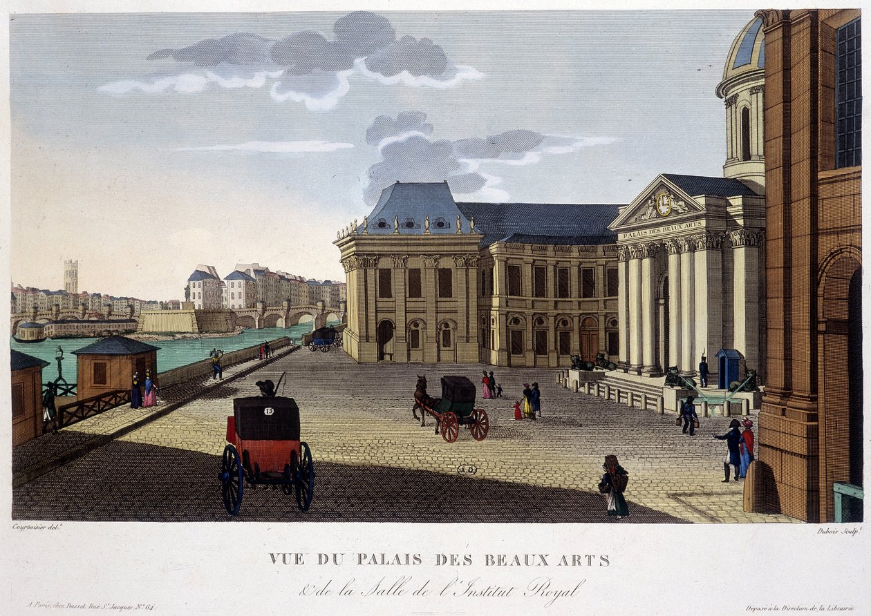 Palace of Fine Arts and the Institute, ca. 1820 - i "" Views of Paris"" af Courvoisier af Henri Courvoisier Voisin