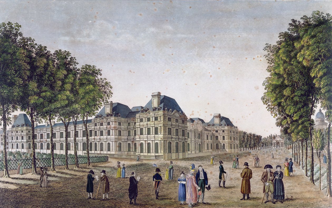 Luxembourg Palace, ca. 1815-20 (farvegravering) af Henri Courvoisier Voisin