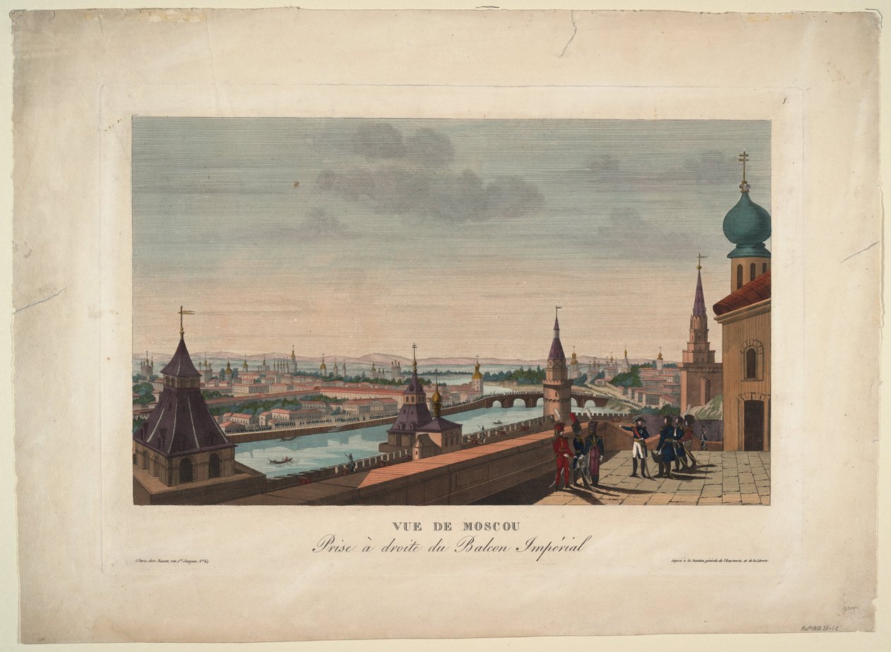 Udsigt over Moskva, taget fra balkonen på det kejserlige palads, 1812 af Henri Courvoisier Voisin