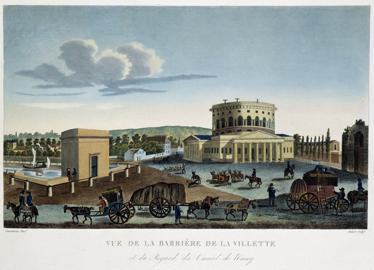 Udsigt over Barrier de la Villette - i "" Udsigt over Paris, omkring 1810: Les Barriers de Paris "" af Courvoisier af Henri Courvoisier Voisin