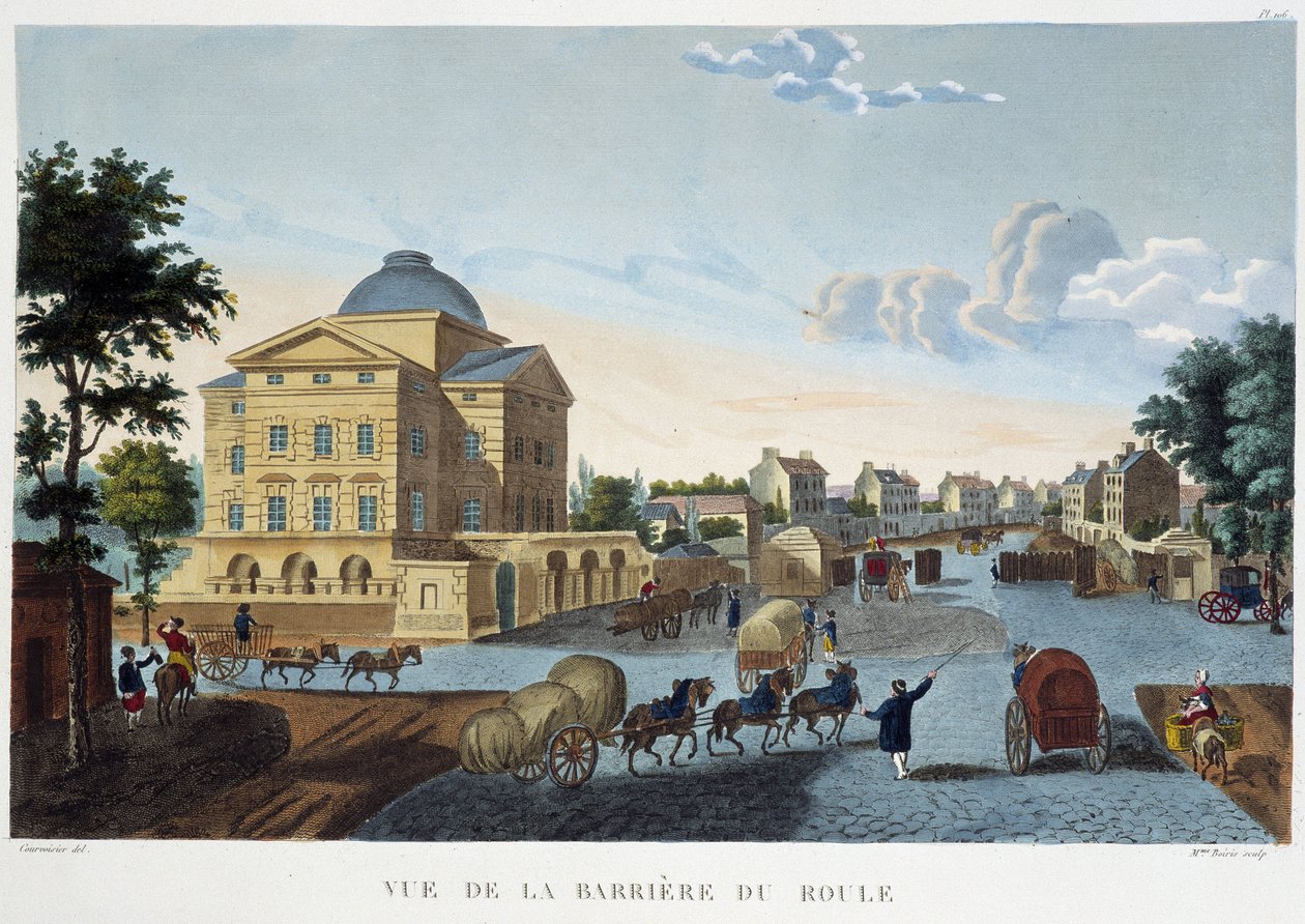 Udsigt over Barrier du Roule - i "" Udsigt over Paris, omkring 1810: Les Barriers de Paris"" af Courvoisier af Henri Courvoisier Voisin
