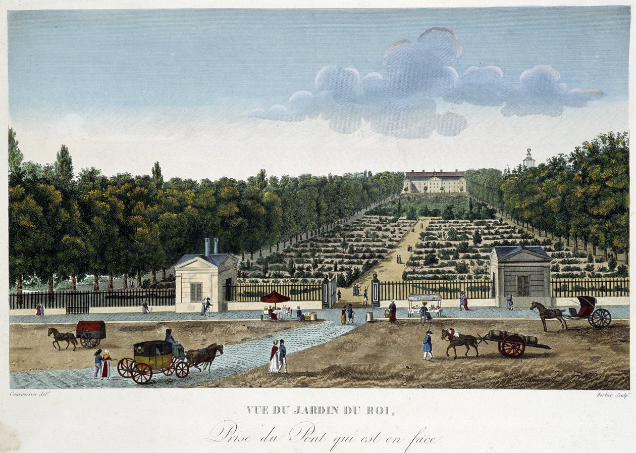 Udsigt over Jardin du Roi (Planternes Have) taget fra broen overfor - i "" Views of Paris"" af Courvoisier af Henri Courvoisier Voisin