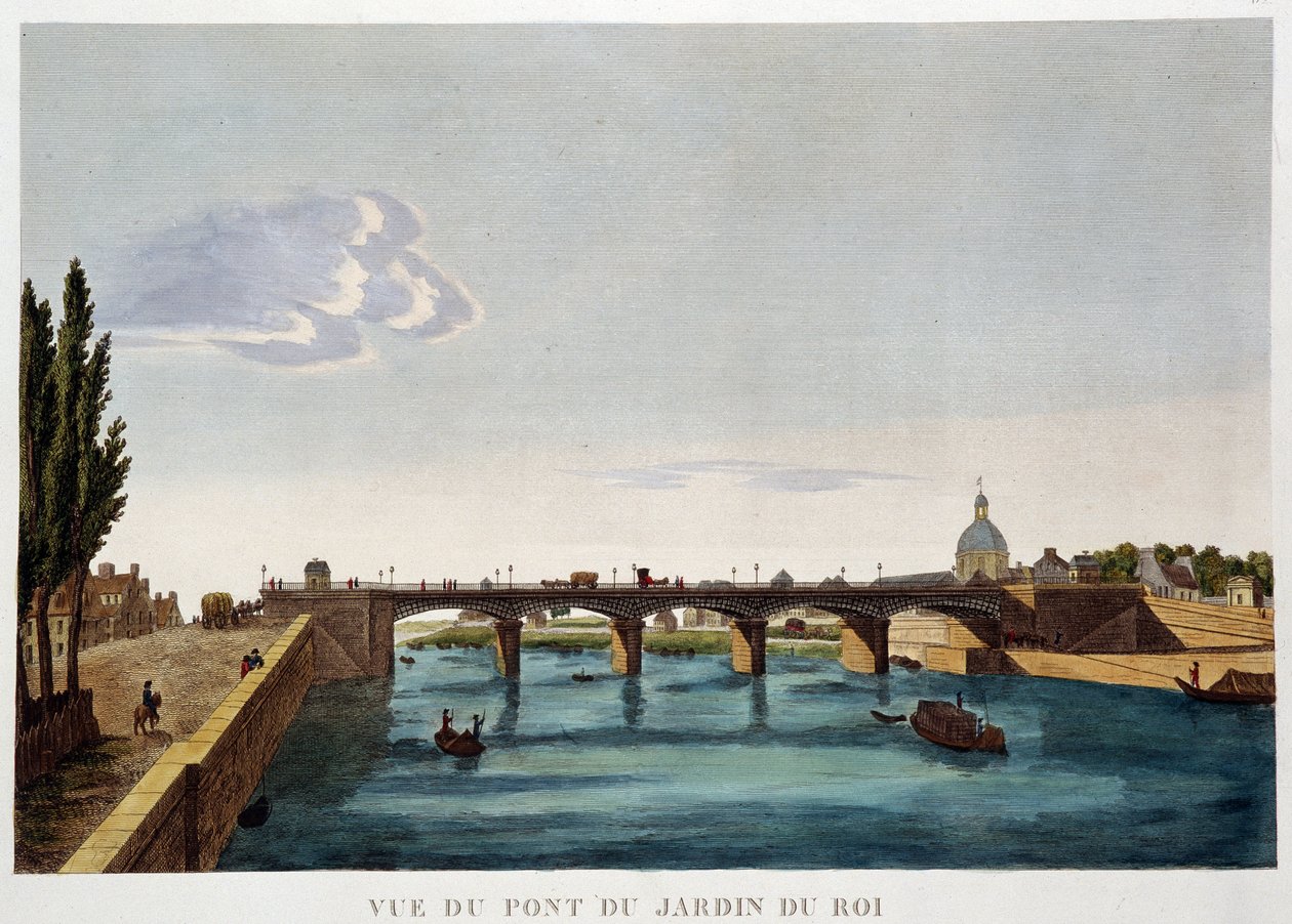 Udsigt over Kongens Havebro (Austerlitz-broen) - Paris af Courvoisier af Henri Courvoisier Voisin