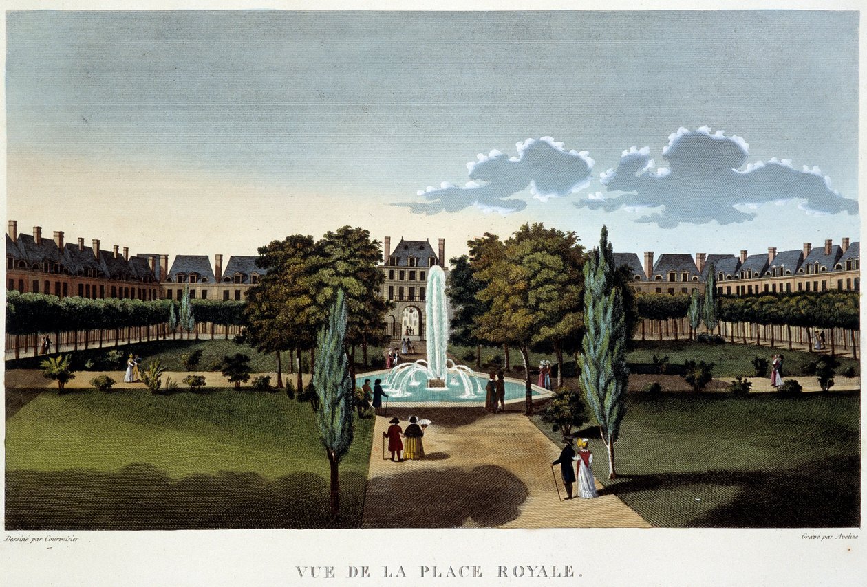 Udsigt over Place Royale (Place des Vosges) - Paris af Courvoisier af Henri Courvoisier Voisin