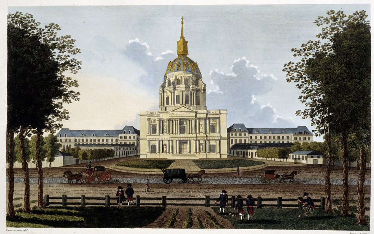 Udsigt over kirken i Royal Hotel des Invalides - i "" Vues de Paris"" af Courvoisier af Henri Courvoisier Voisin